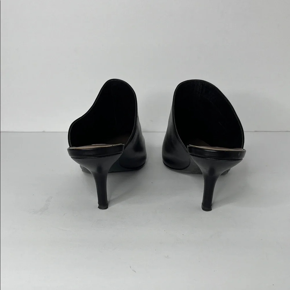 Diane Von Furstenberg Black Leather Pointed Toe Mules Sz 8 - Picture 4 of 7